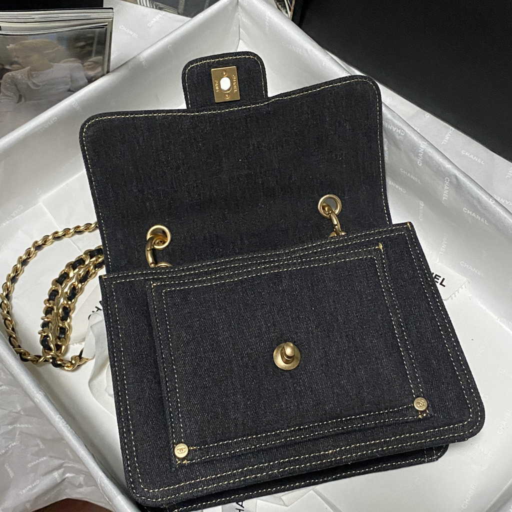 Chanel AS3932 Flap Bag Lambskin Denim black