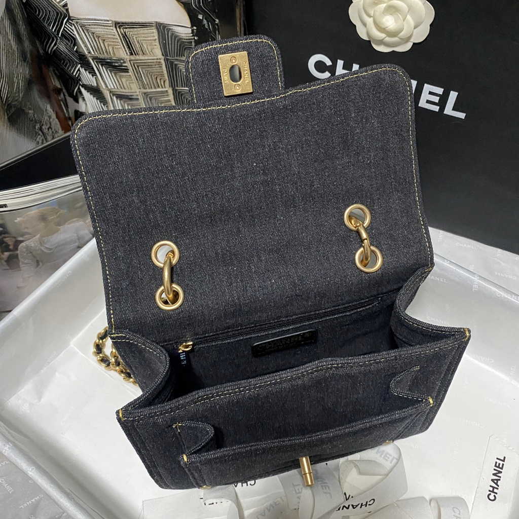 Chanel AS3932 Flap Bag Lambskin Denim black