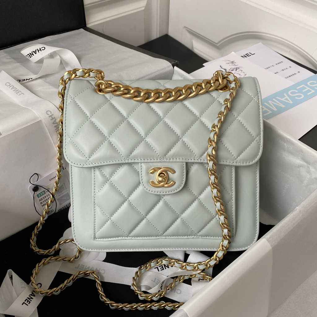 Chanel AS3932 Flap Bag Lambskin Gray