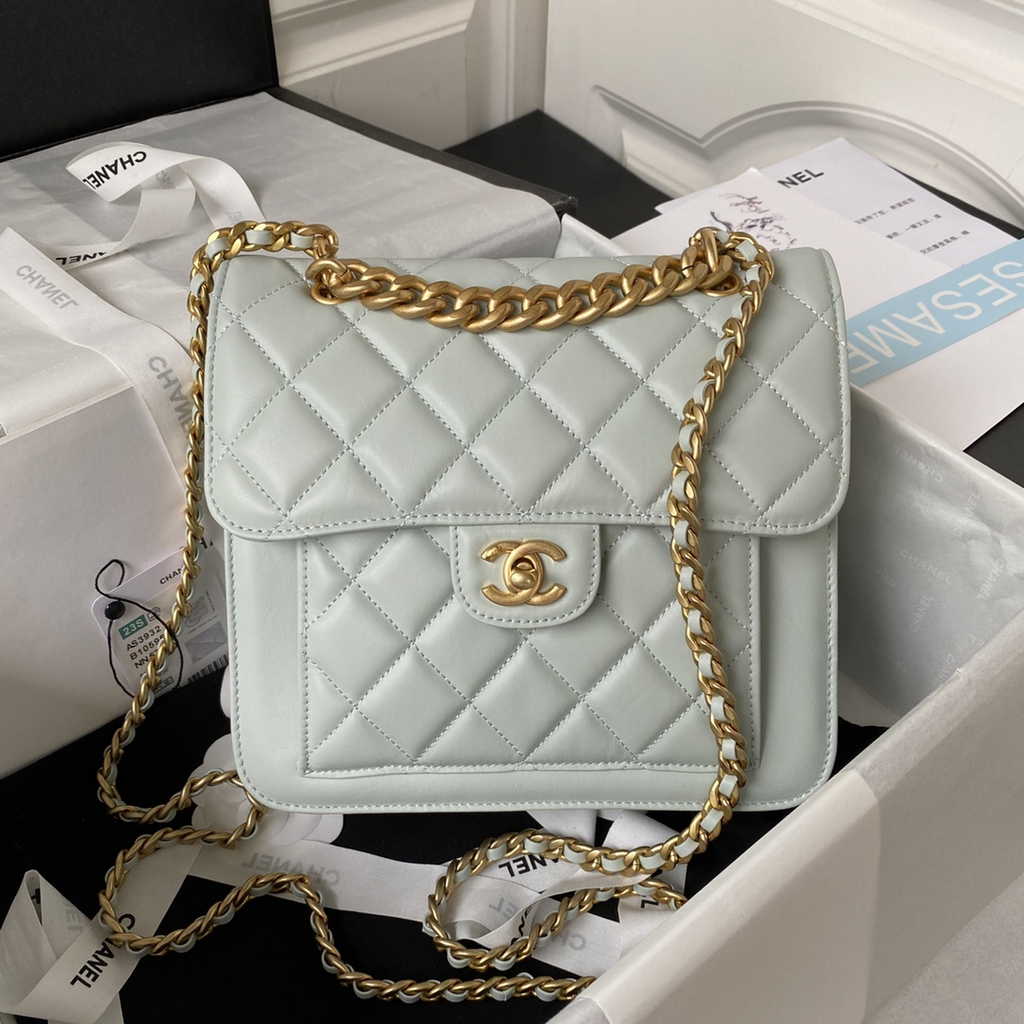 Chanel AS3932 Flap Bag Lambskin Gray