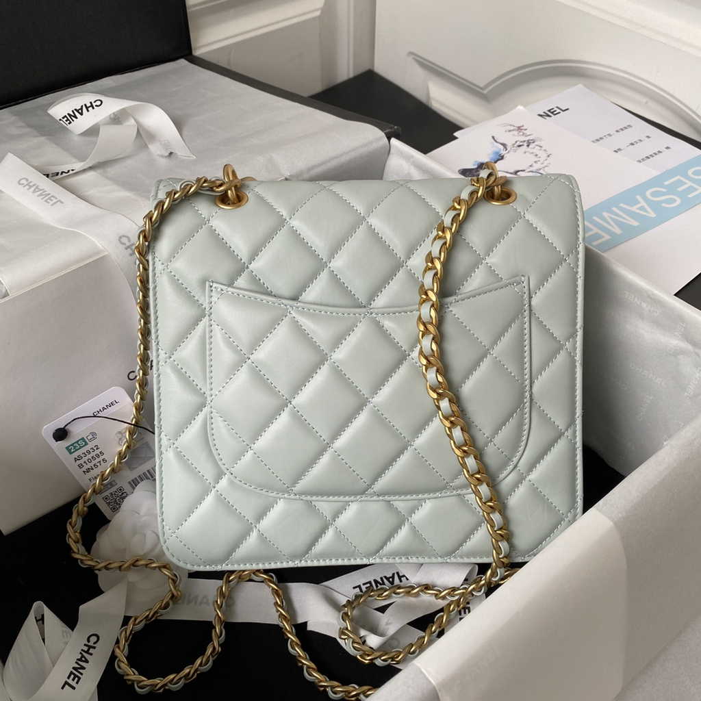 Chanel AS3932 Flap Bag Lambskin Gray