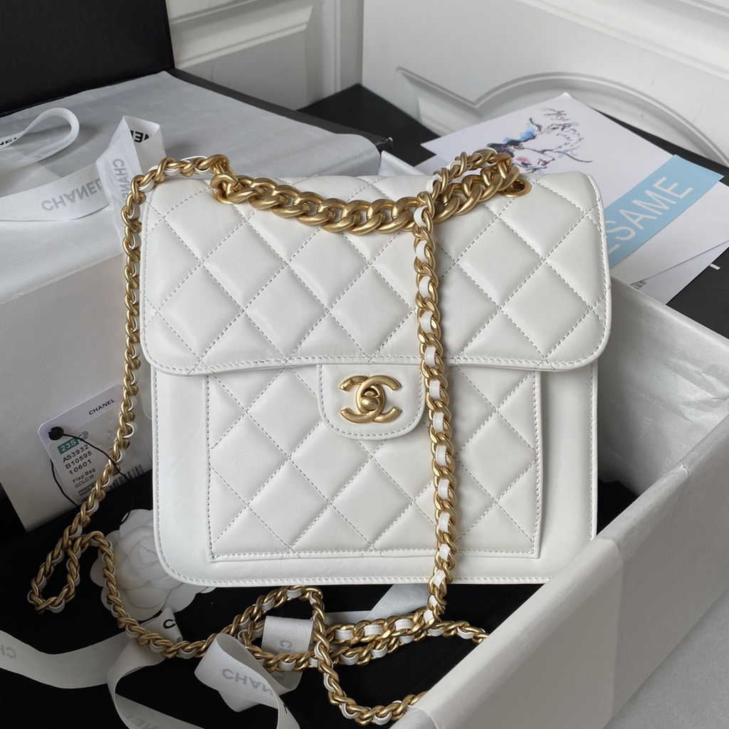 Chanel AS3932 Flap Bag Lambskin White
