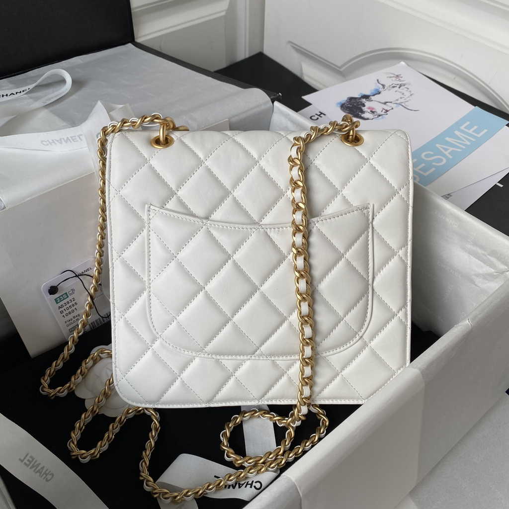 Chanel AS3932 Flap Bag Lambskin White