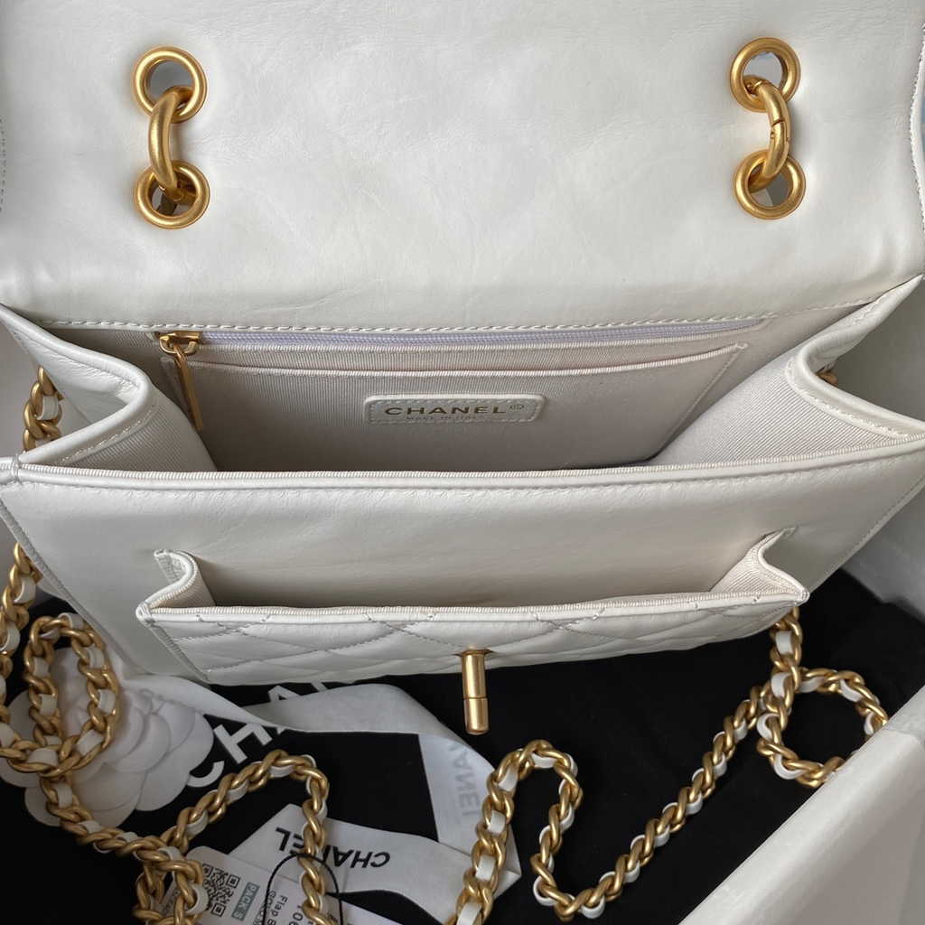 Chanel AS3932 Flap Bag Lambskin White