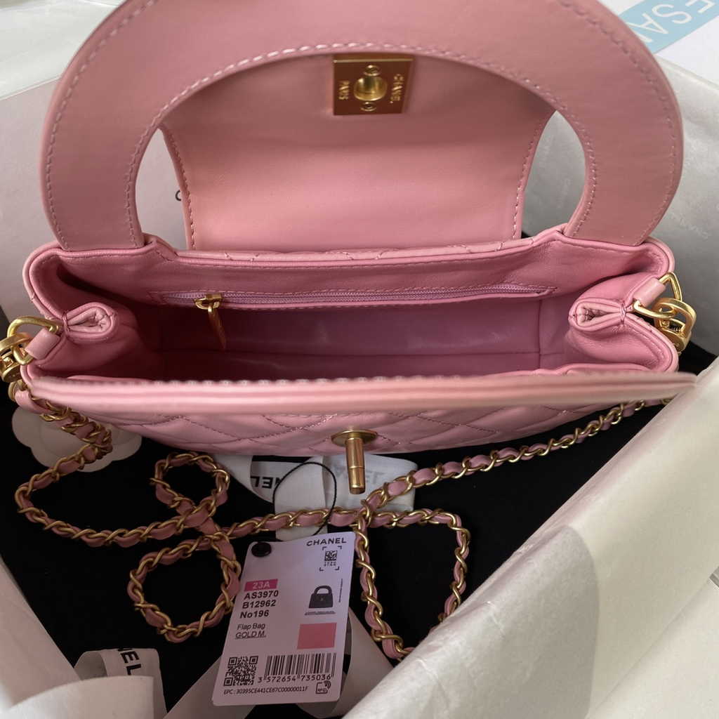 Chanel AS3970 Flap bag Lambskin gold-tone metal Pink