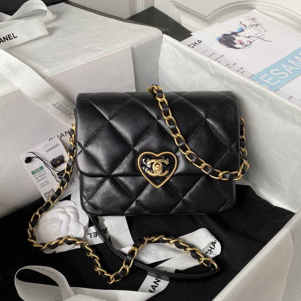 Chanel AS3979 Mini flap bag Lambskin gold-tone metal Black