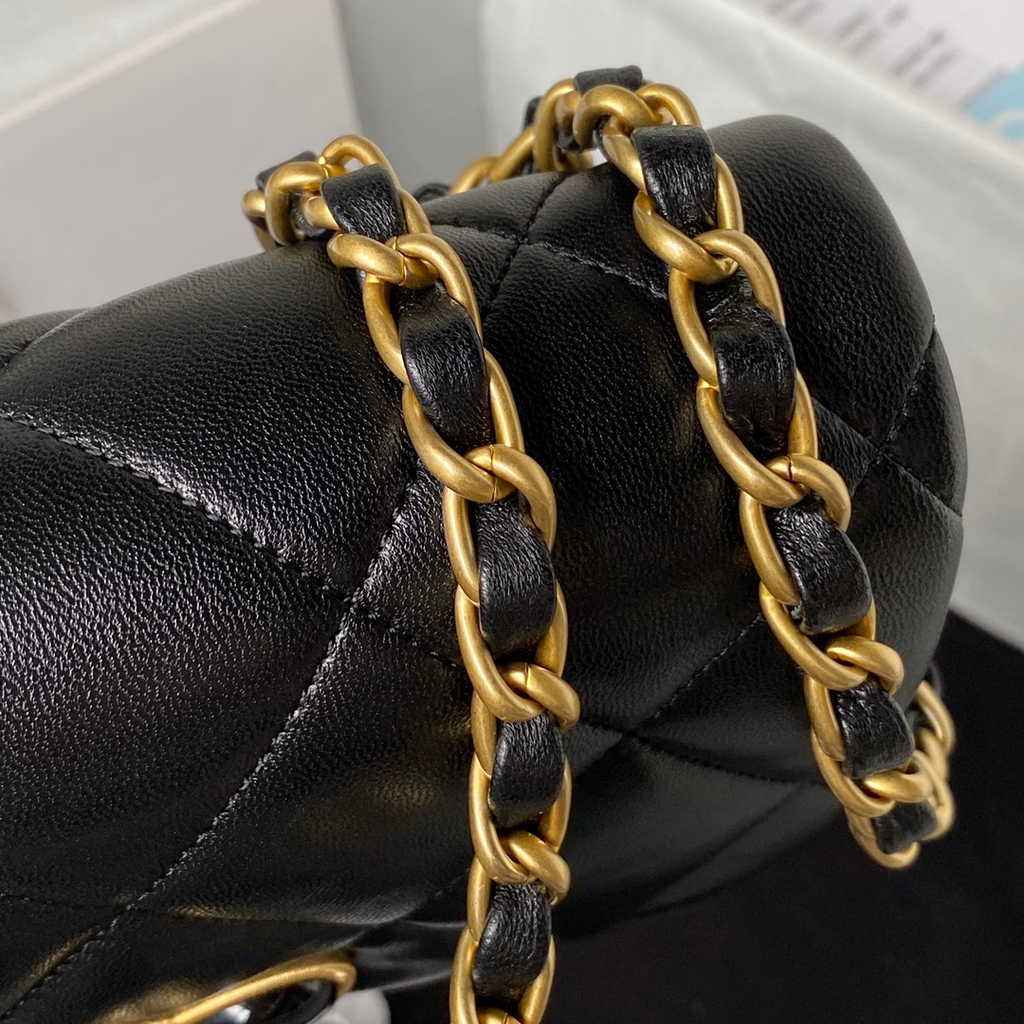 Chanel AS3979 Mini flap bag Lambskin gold-tone metal Black