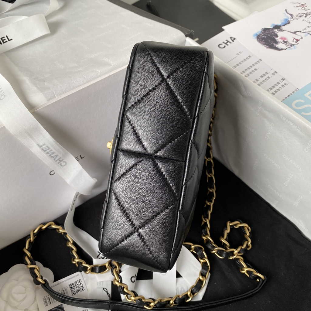 Chanel AS3979 Mini flap bag Lambskin gold-tone metal Black