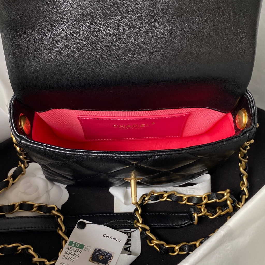 Chanel AS3979 Mini flap bag Lambskin gold-tone metal Black