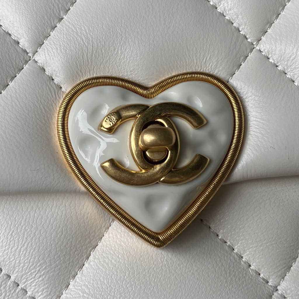 Chanel AS3979 Mini flap bag Lambskin gold-tone metal white