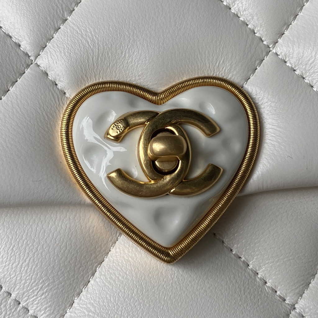 Chanel AS3979 Mini flap bag Lambskin gold-tone metal white