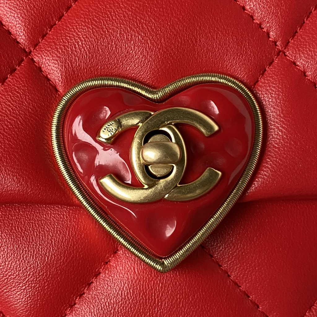 Chanel AS3979 Mini flap bag Lambskin gold-tone metal Red