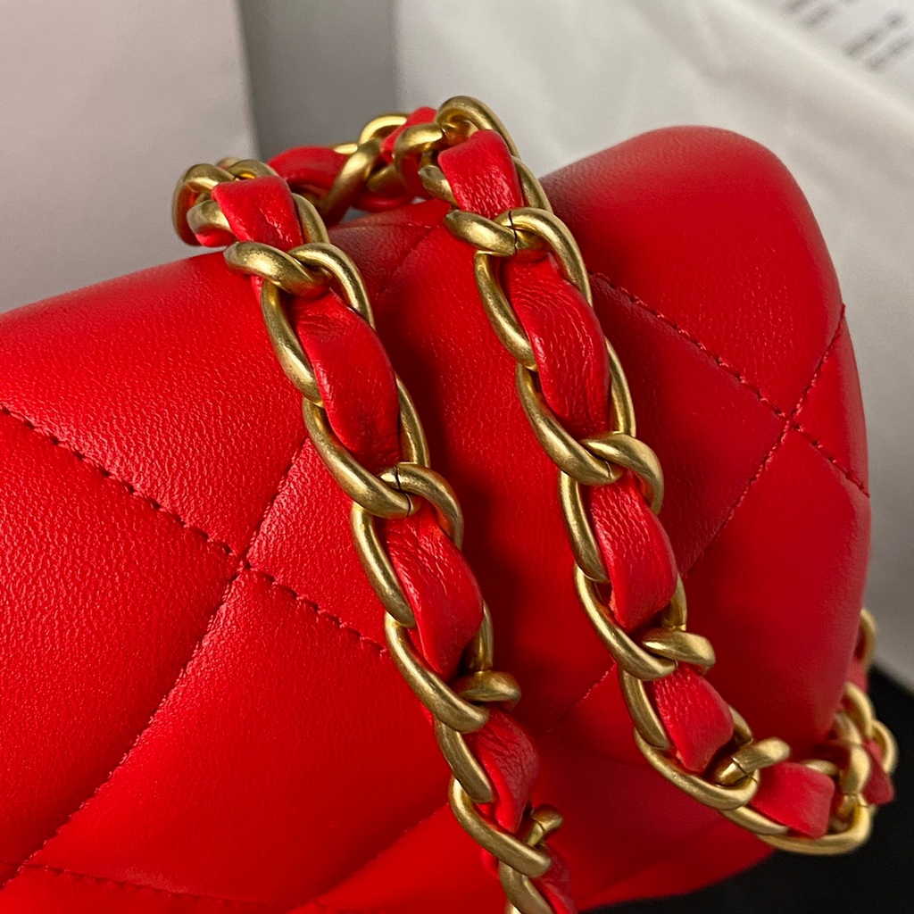 Chanel AS3979 Mini flap bag Lambskin gold-tone metal Red