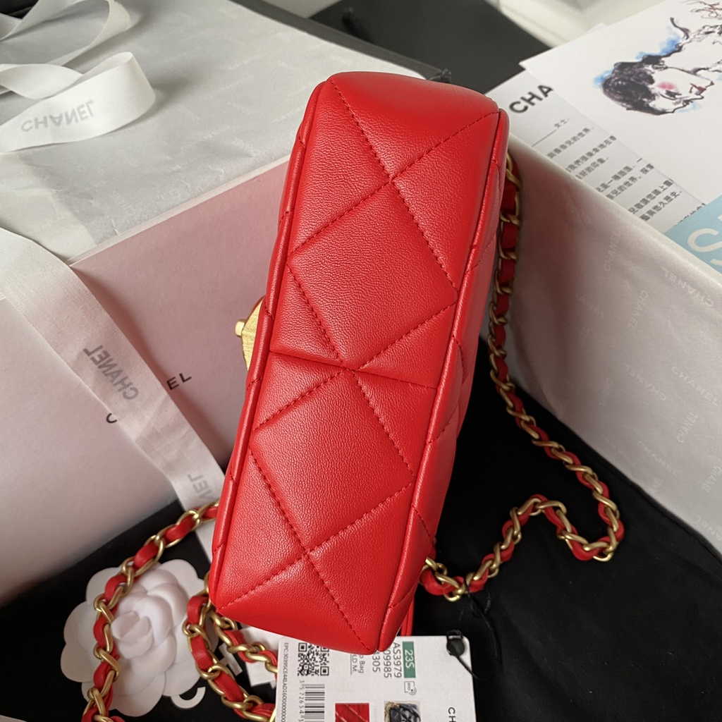 Chanel AS3979 Mini flap bag Lambskin gold-tone metal Red