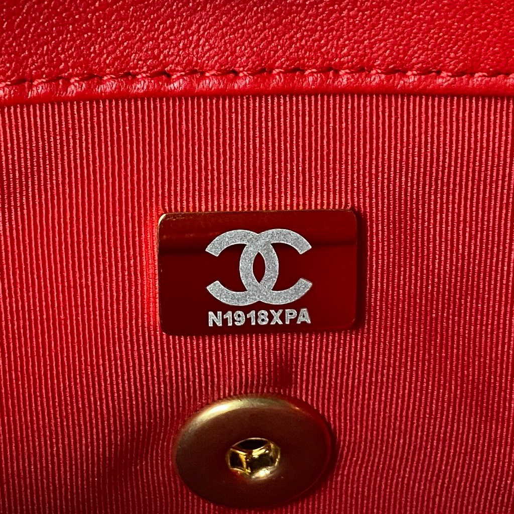 Chanel AS3979 Mini flap bag Lambskin gold-tone metal Red