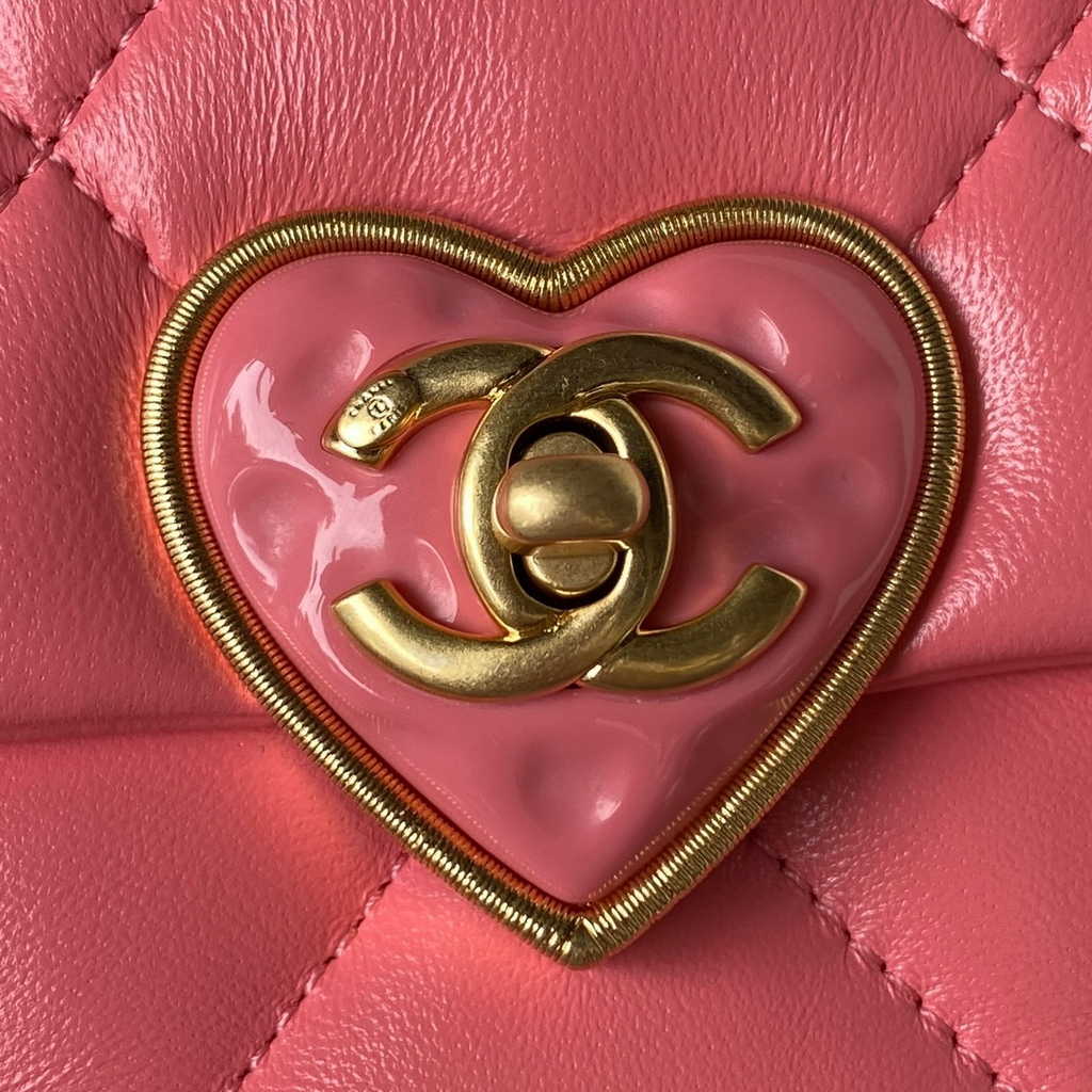 Chanel AS3979 Mini flap bag Lambskin gold-tone metal pink
