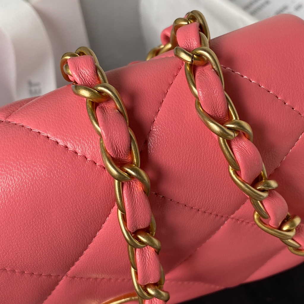 Chanel AS3979 Mini flap bag Lambskin gold-tone metal pink
