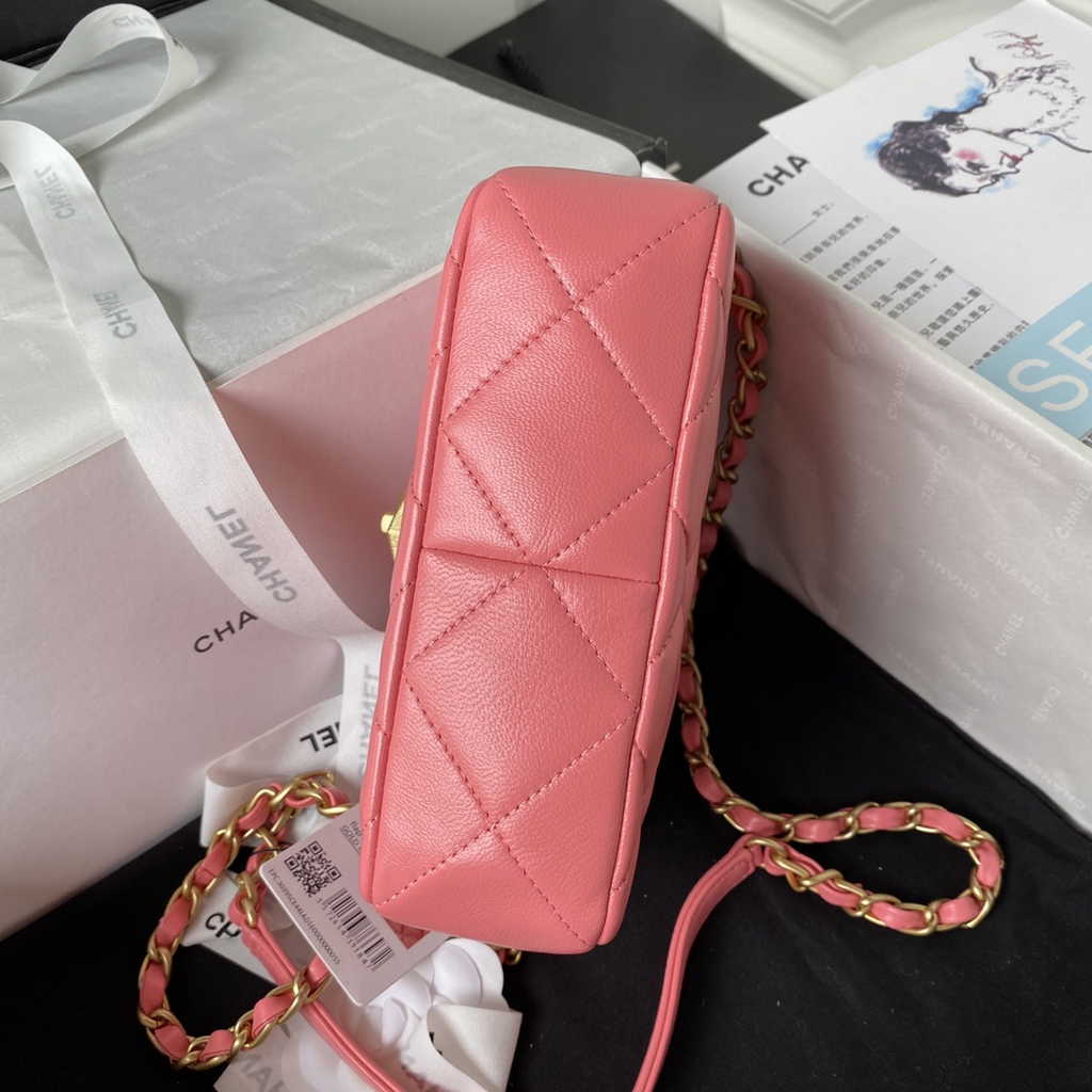 Chanel AS3979 Mini flap bag Lambskin gold-tone metal pink