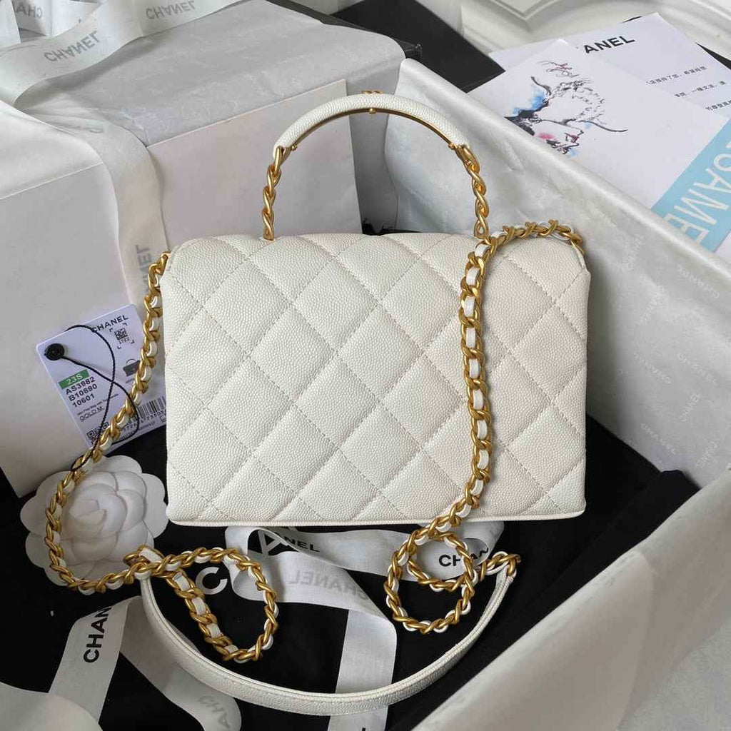 Chanel AS3982 Small Crossbody White Calfskin