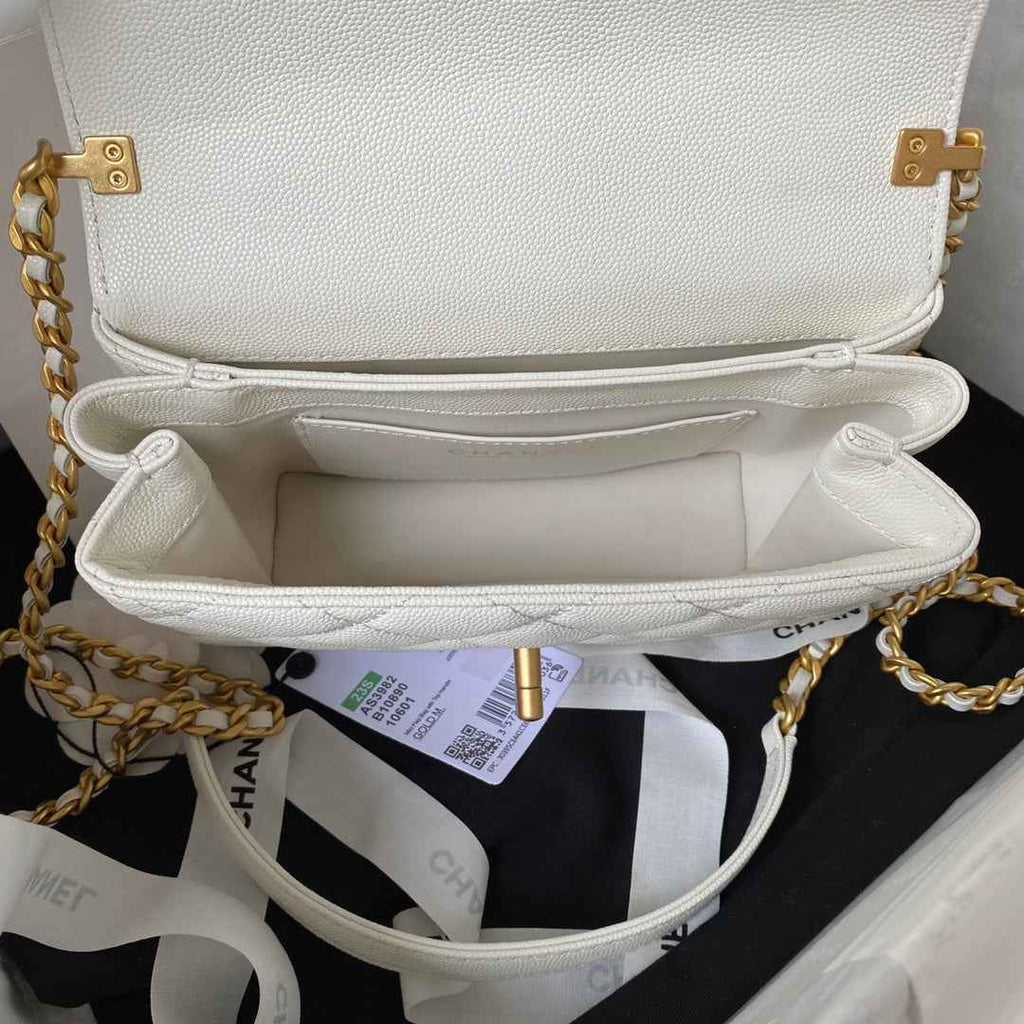 Chanel AS3982 Small Crossbody White Calfskin
