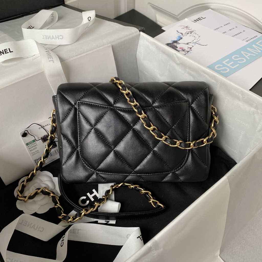 Chanel AS3986 Small flap bag Lambskin gold-tone metal Black