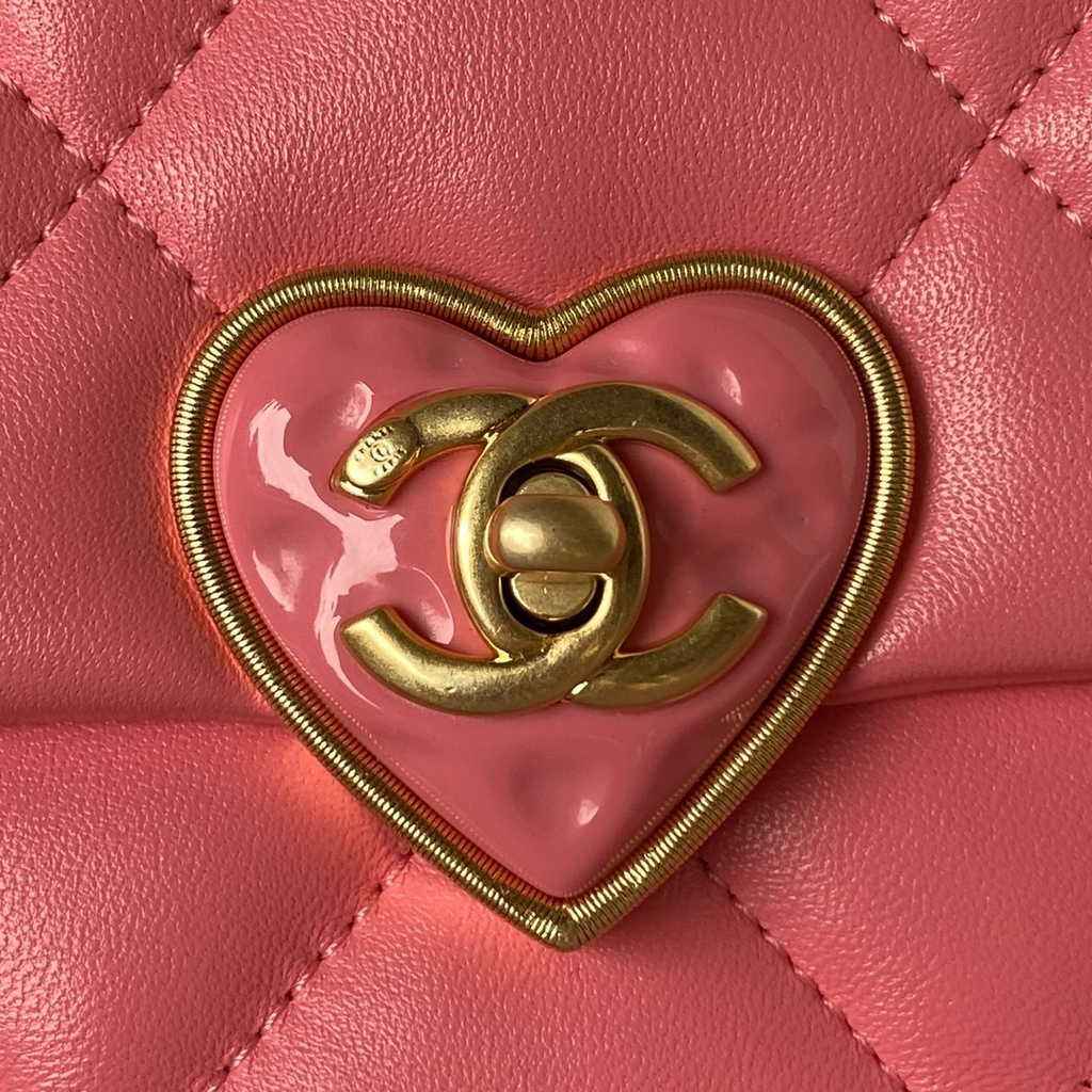 Chanel AS3986 Small flap bag Lambskin gold-tone metal pink