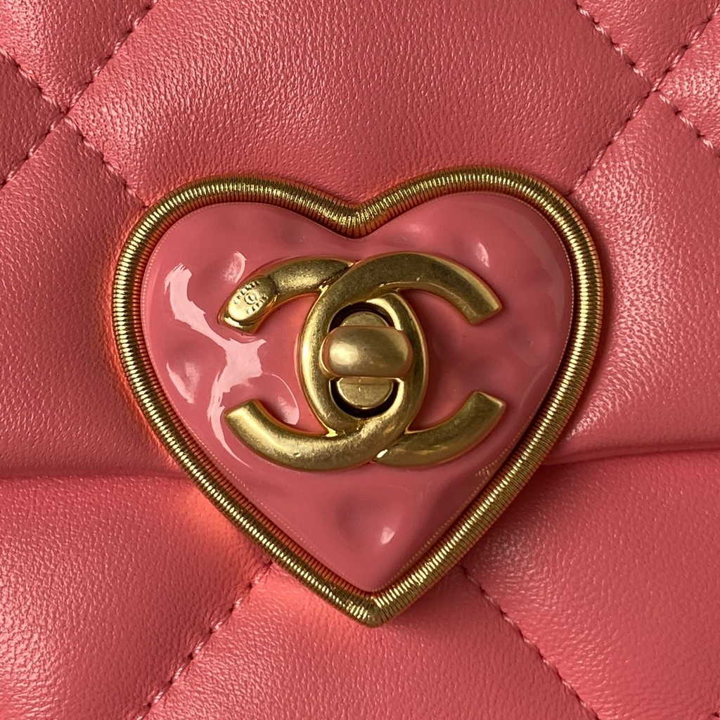 Chanel AS3986 Small flap bag Lambskin gold-tone metal pink