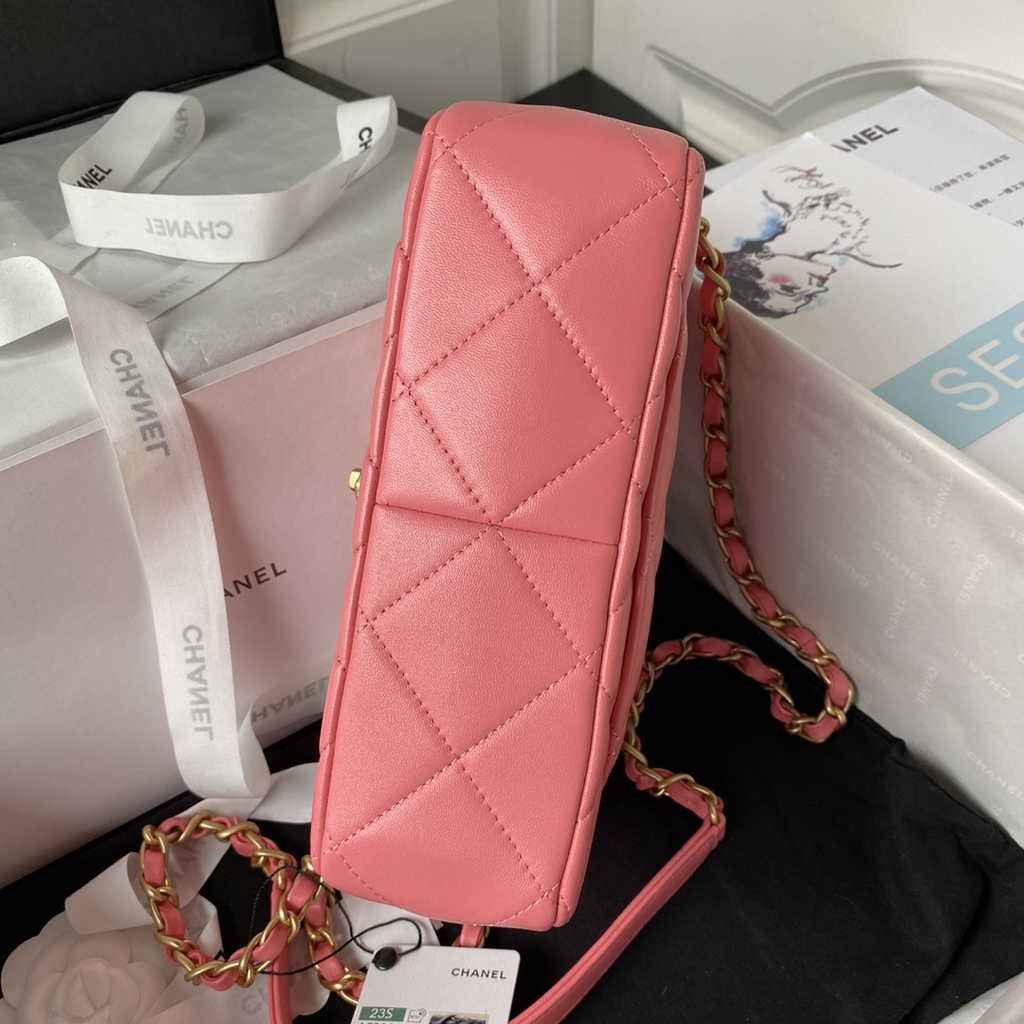 Chanel AS3986 Small flap bag Lambskin gold-tone metal pink