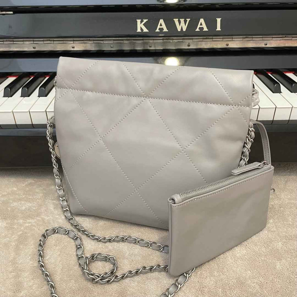 Chanel AS3989 Mini Handbag Gray Leather