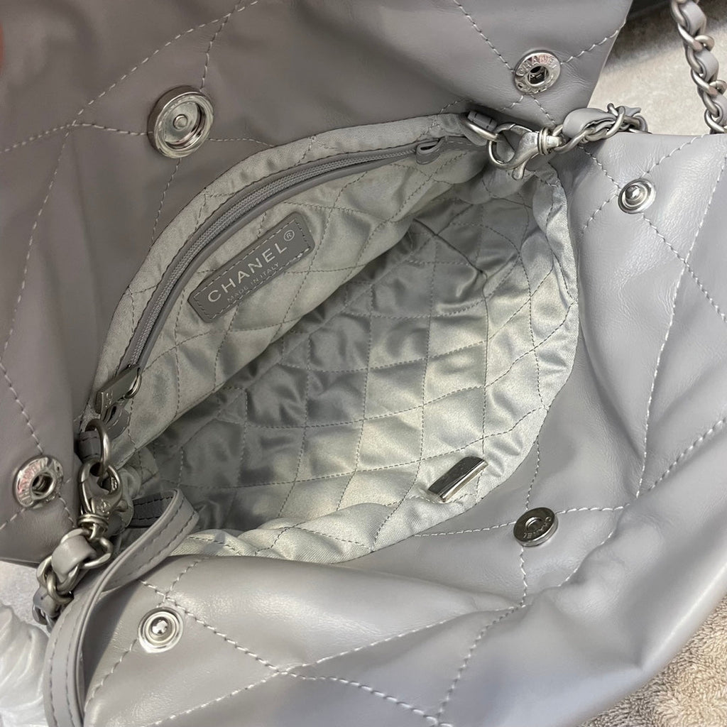 Chanel AS3989 Mini Handbag Gray Leather