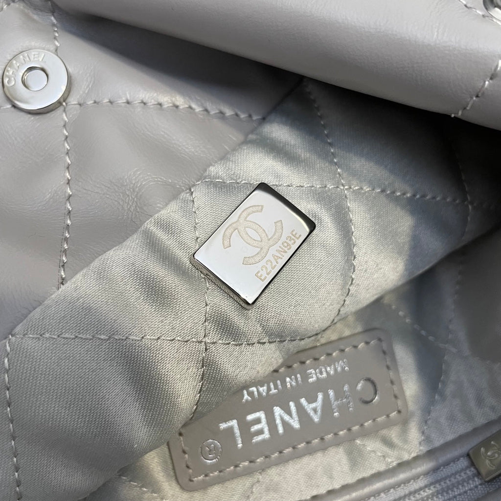 Chanel AS3989 Mini Handbag Gray Leather