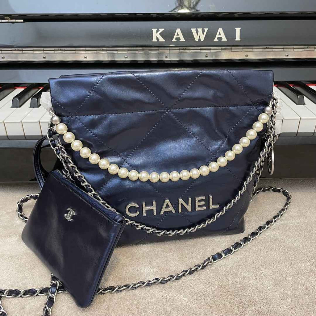 Chanel AS3989 Mini Handbag Blue Leather