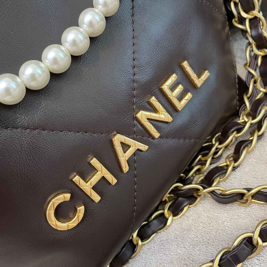 Chanel AS3989 Mini Handbag brown Leather