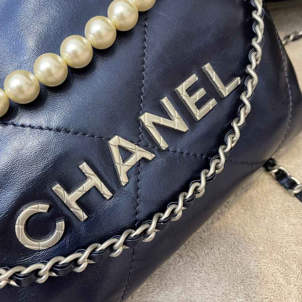 Chanel AS3989 Mini Handbag Blue Leather