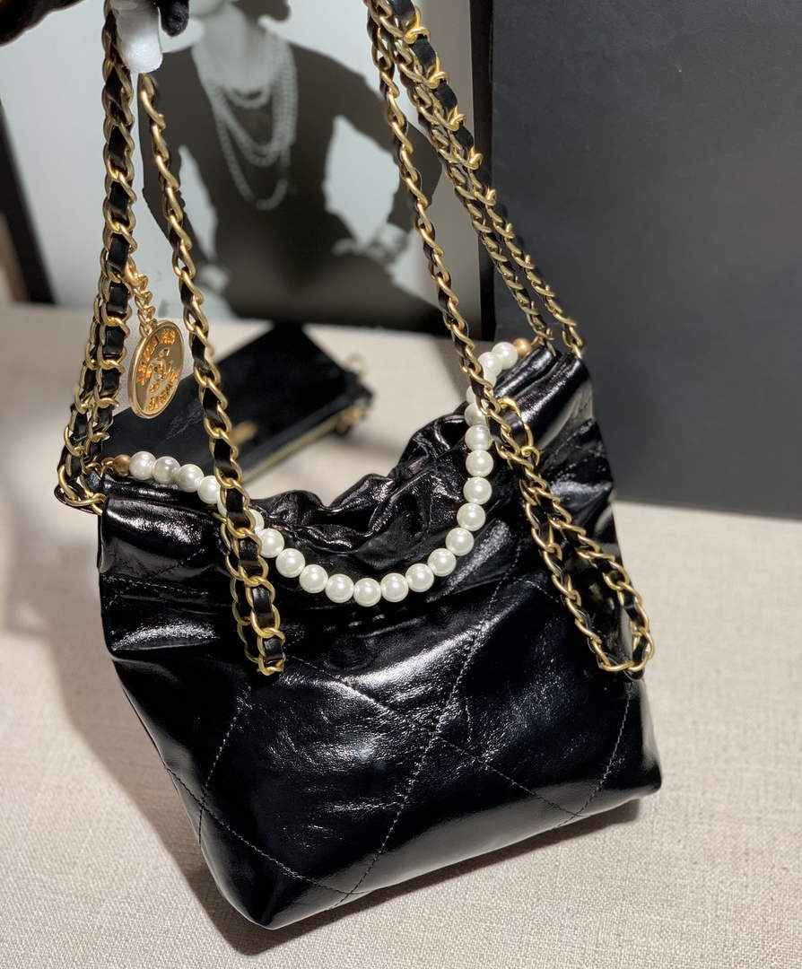 Chanel AS3989 Mini Handbag black Leather Gold