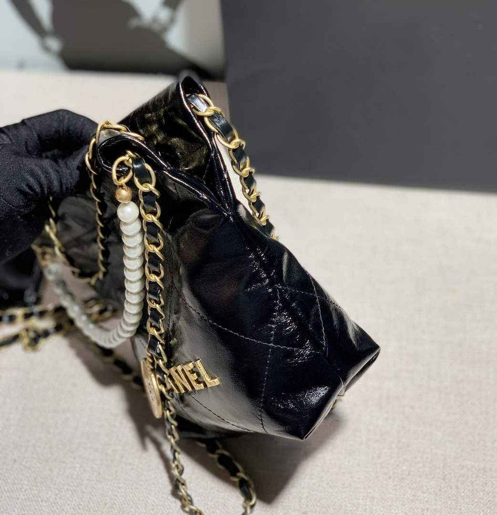 Chanel AS3989 Mini Handbag black Leather Gold