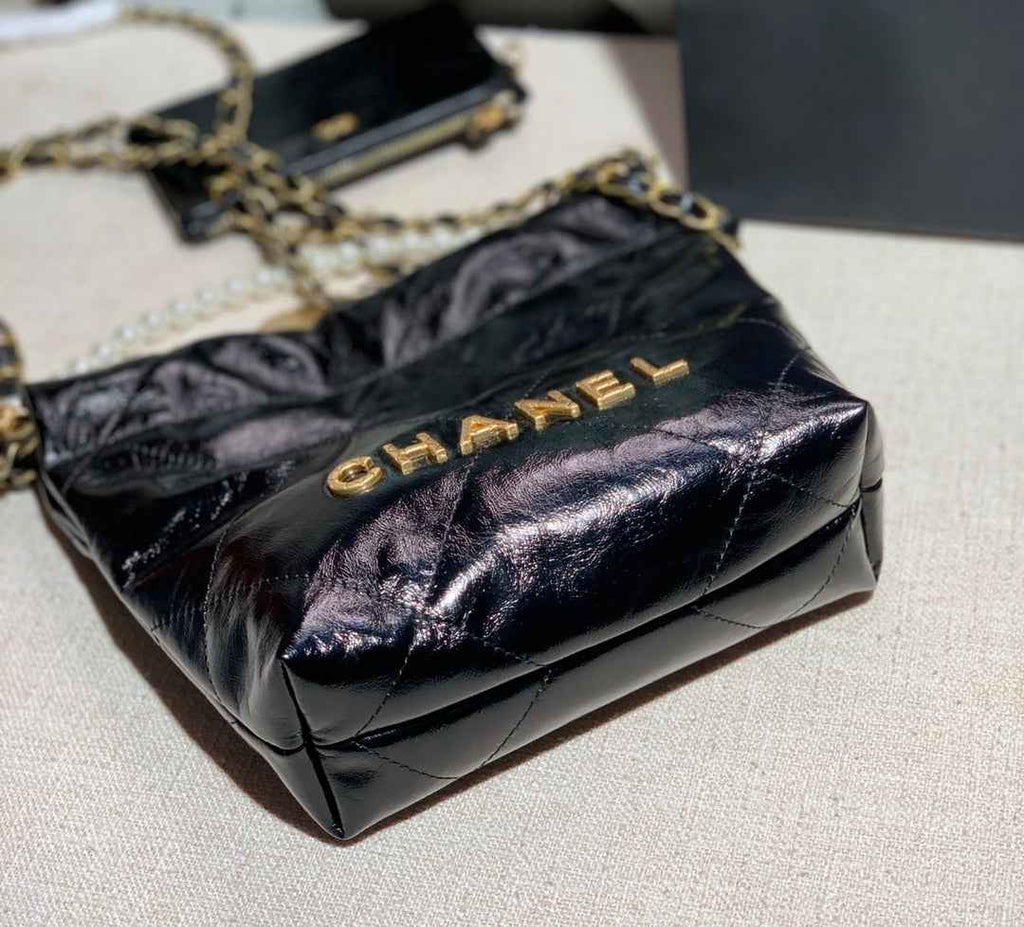 Chanel AS3989 Mini Handbag black Leather Gold