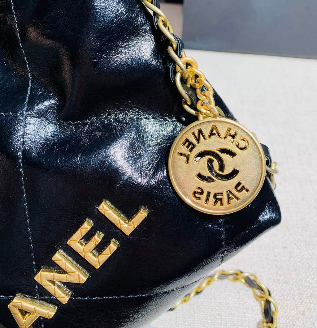 Chanel AS3989 Mini Handbag black Leather Gold