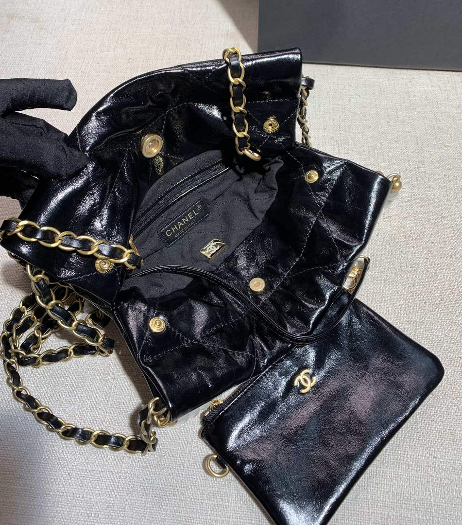 Chanel AS3989 Mini Handbag black Leather Gold