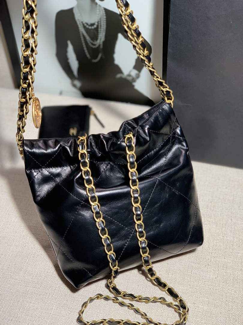 Chanel AS3989 Mini Handbag black Gold Leather