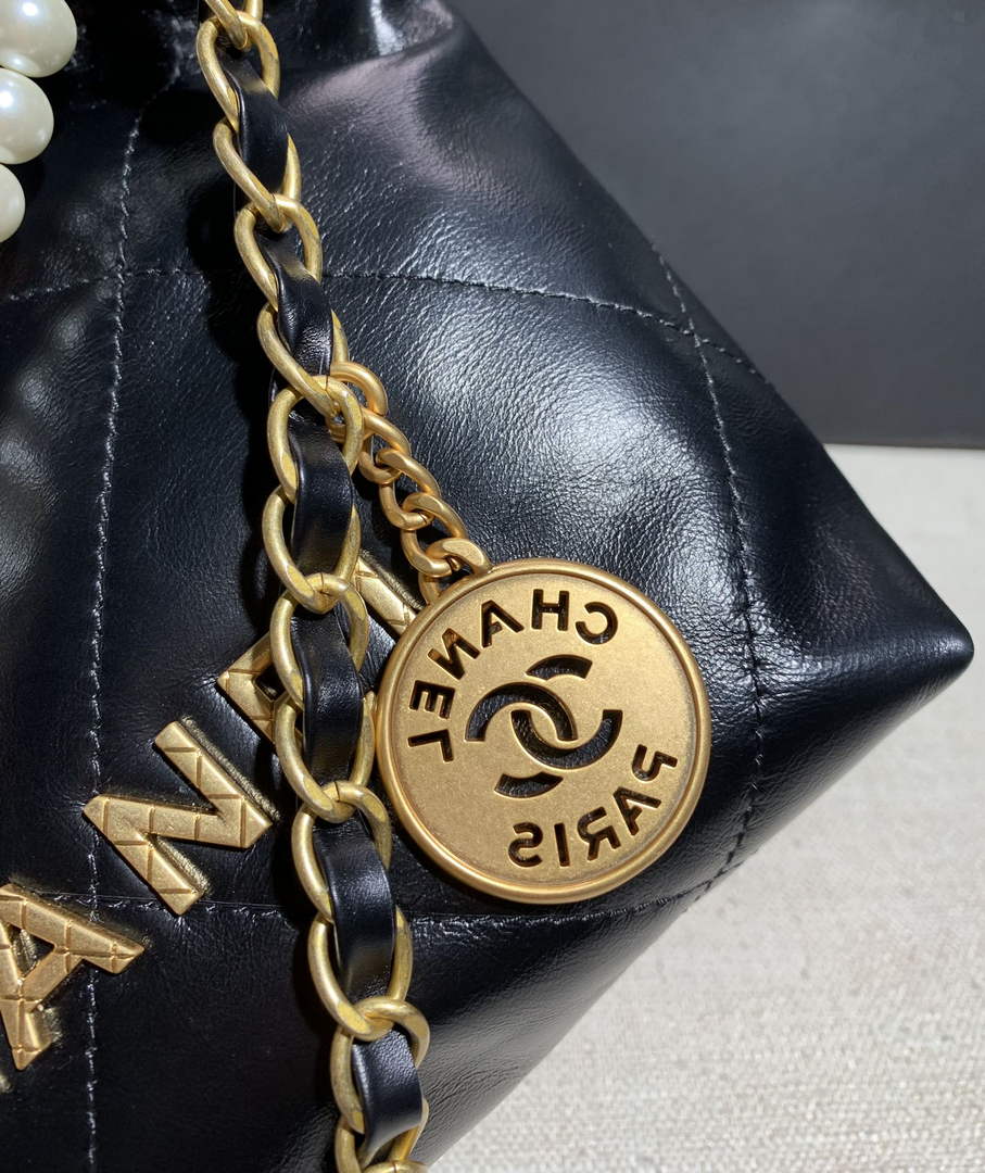 Chanel AS3989 Mini Handbag black Gold Leather