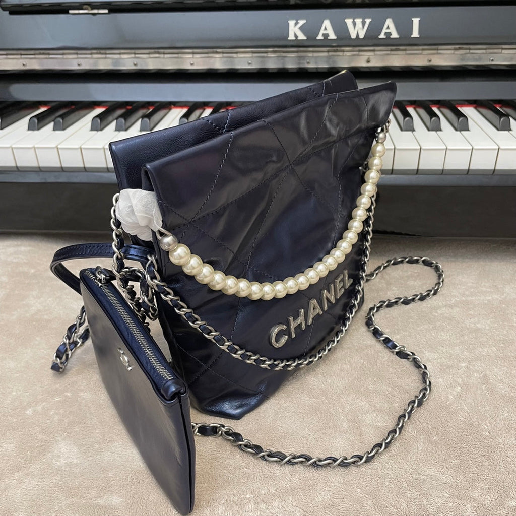 Chanel AS3989 Mini Handbag Blue Leather