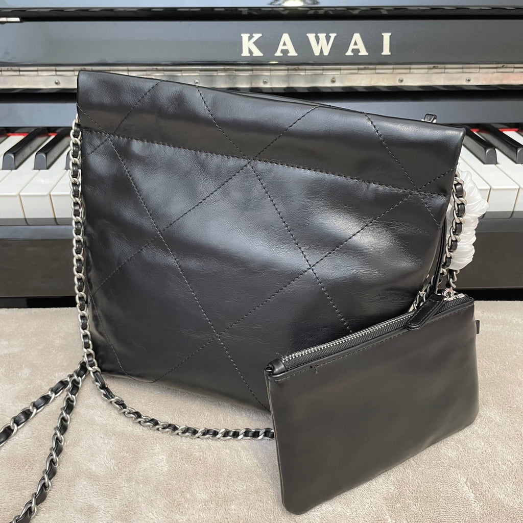 Chanel AS3989 Mini Handbag black silver Leather