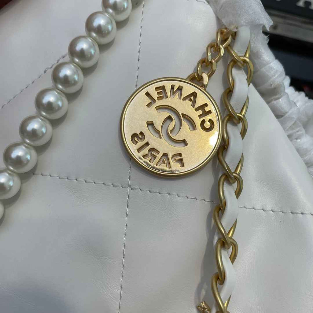 Chanel AS3989 Mini Handbag White Leather Gold