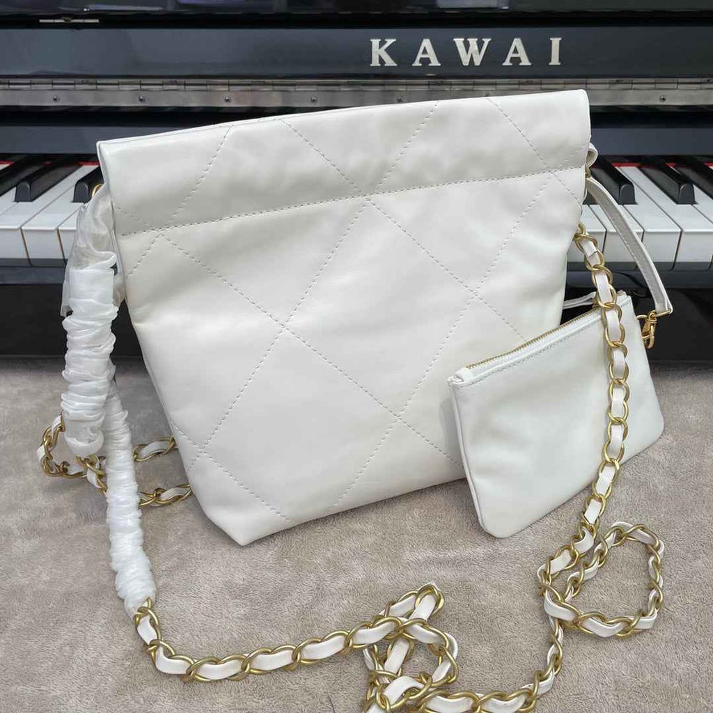 Chanel AS3989 Mini Handbag White Leather Gold