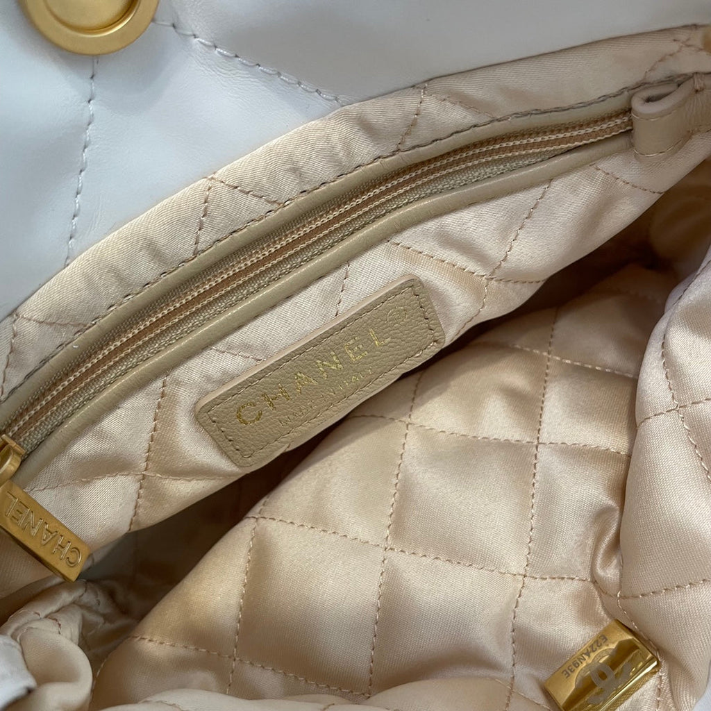 Chanel AS3989 Mini Handbag White Leather Gold