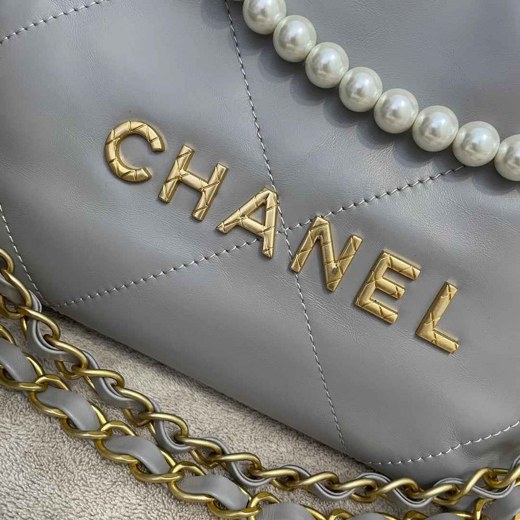 Chanel AS3989 Mini Handbag gray Leather Gold