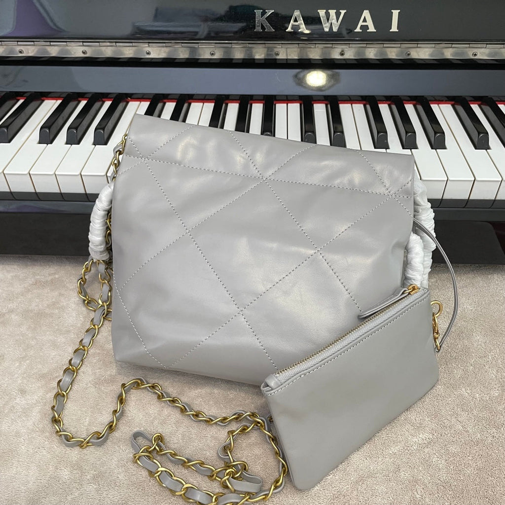 Chanel AS3989 Mini Handbag gray Leather Gold