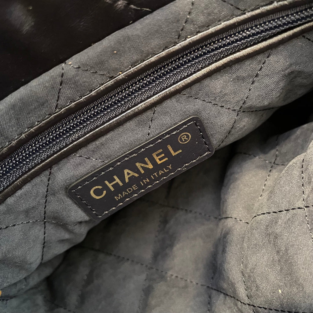 Chanel AS3989 Mini Handbag navy blue Leather Gold