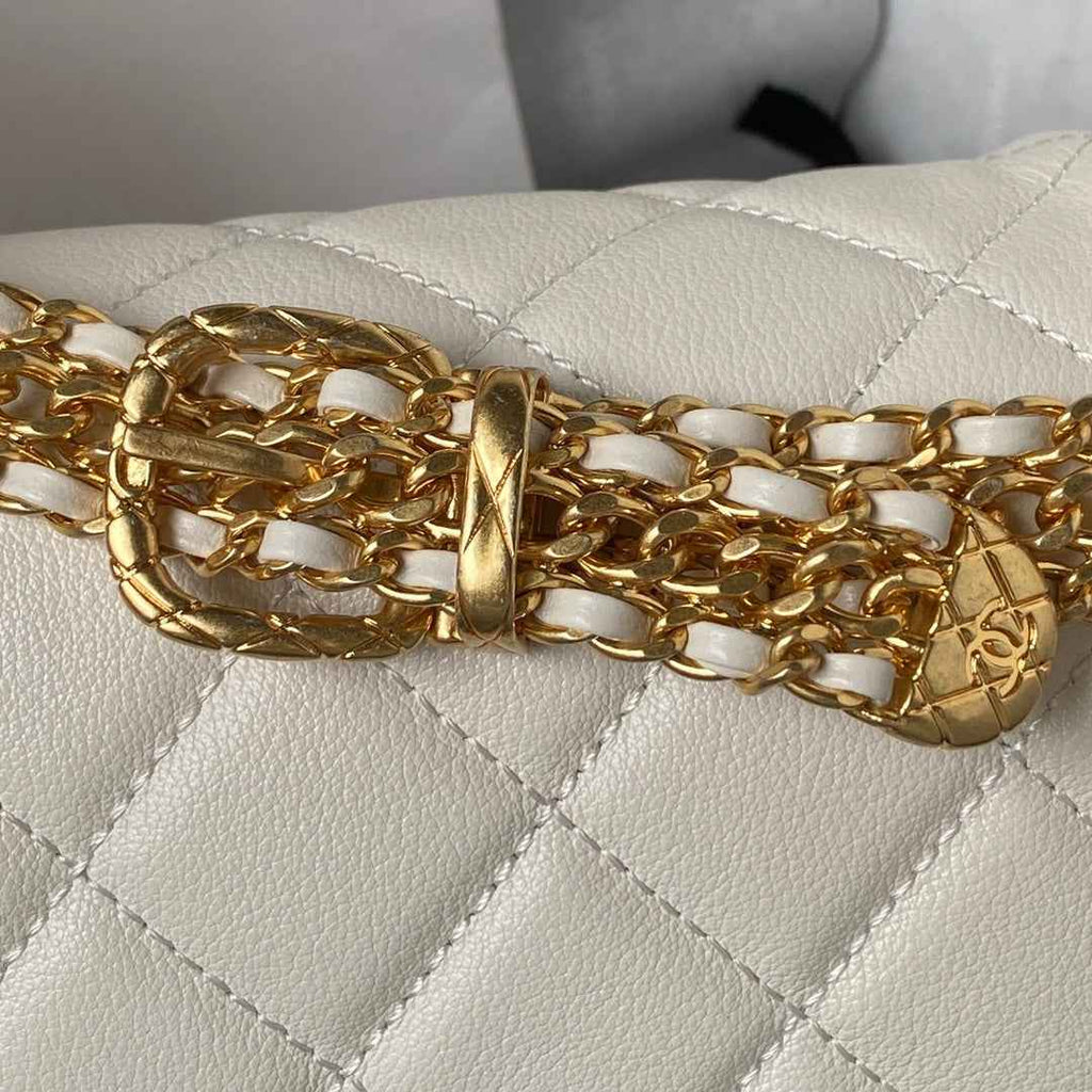 Chanel AS3994 Small Flap Bag Beige Lambskin Gold-tone metal